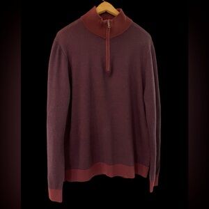 Burgundy/navy Brooks Brothers extra fine merino men’s quarter zip XL